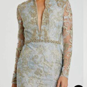 Still available! NWT Mac Duggal Long Sleeve V-Neck Gown 10 Powder Blue #8257